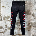Amiri Red White Bones Black Denim Jeans Sz 29