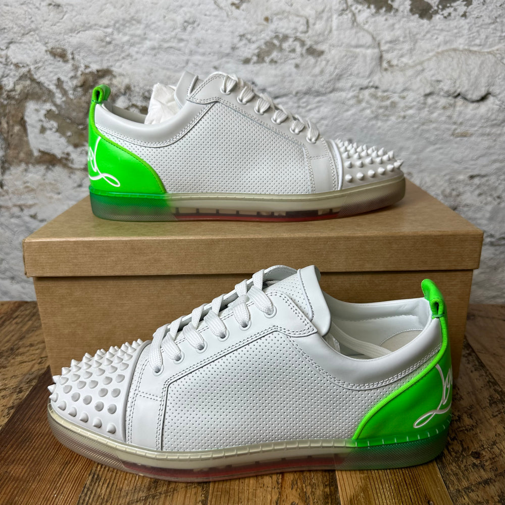 Christian Louboutin Green White Spike Sneaker Sz 11 (44) DS