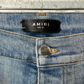 Amiri MX1 Black Leather Blue Denim Jeans Sz 36