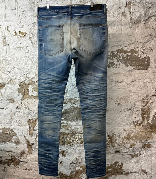 Amiri MX1 Sky Blue Cream Blue Denim Jeans Sz 36