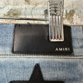 Amiri Black Leather Star Chemist Blue Denim Jeans Sz 31