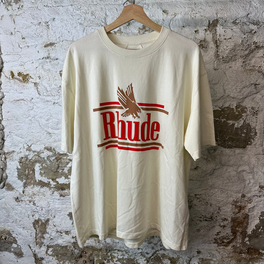 Rhude Eagle Spellout Cream T-Shirt Sz L