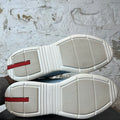Prada Americas Cup Baby Blue Patent Grey White Sneaker Sz 14