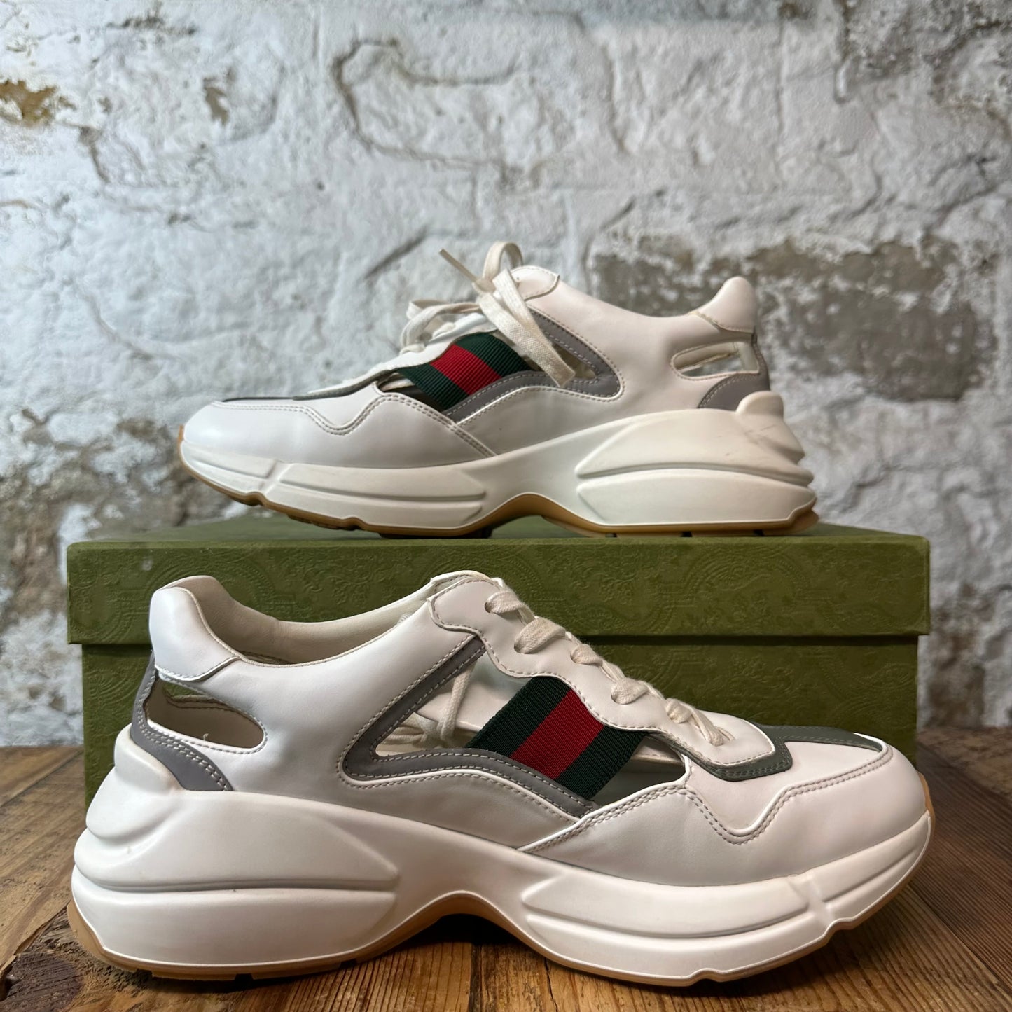 Gucci Rhyton Cut Out White Sneaker Sz 8