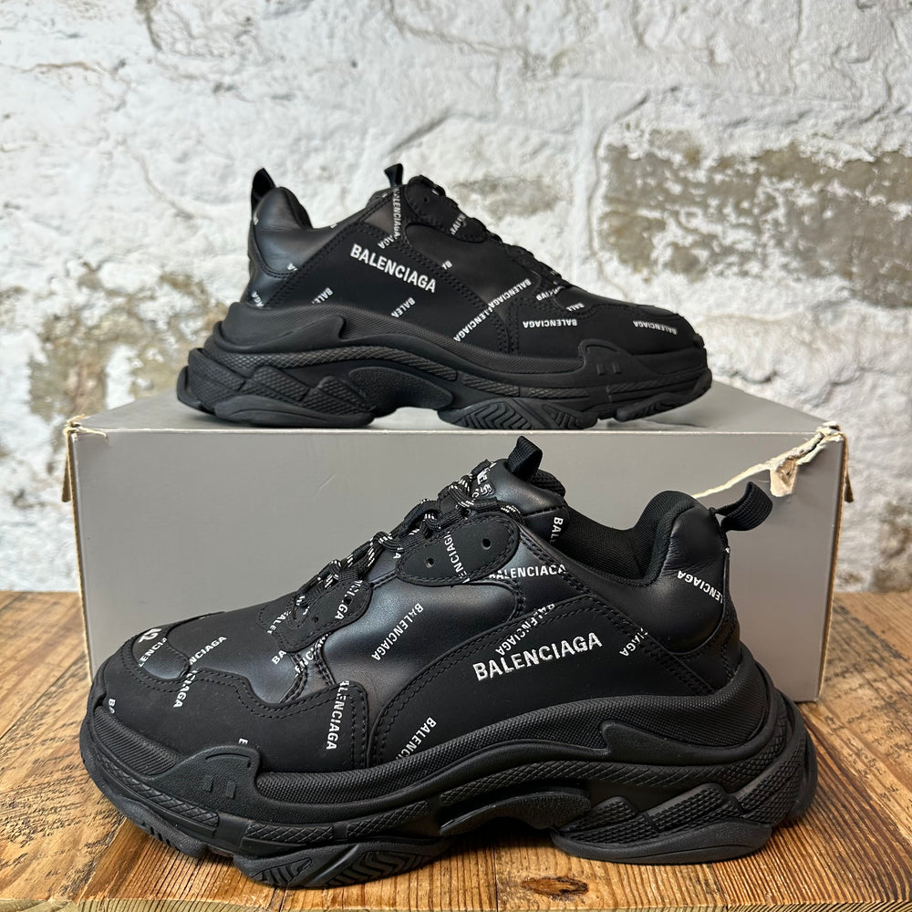 Balenciaga Triple S All Over Logos Black Sneaker Sz 9 (42)