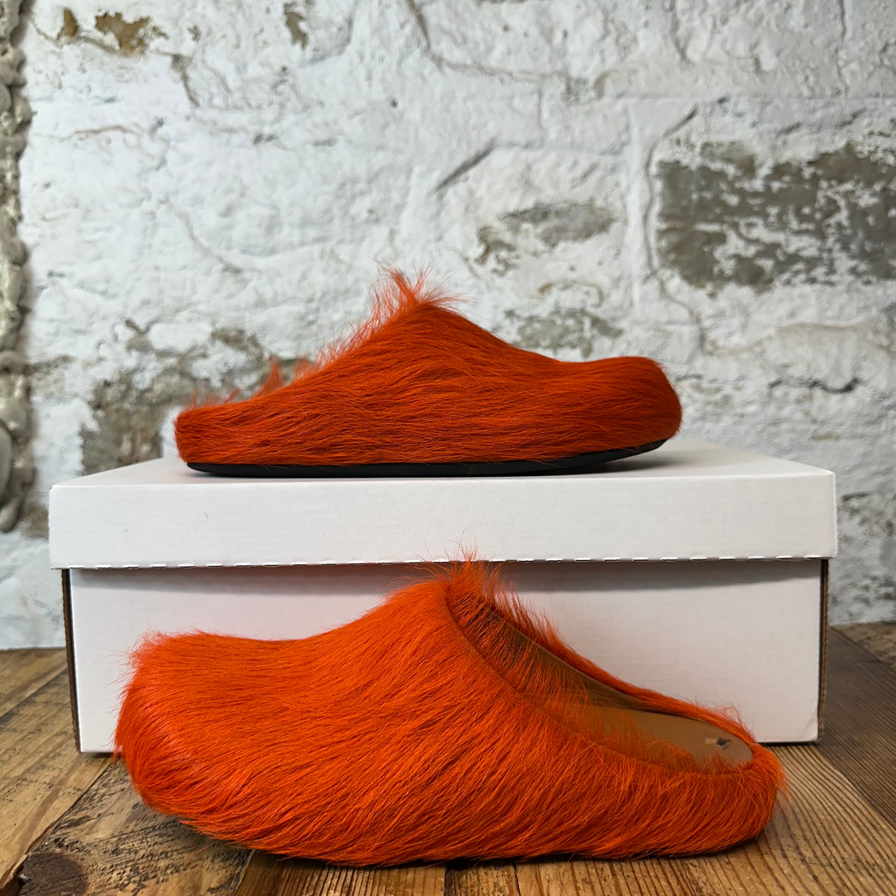 Marni Fussbett Sabot Orange Fur Mule Sz 5.5 (37.5)