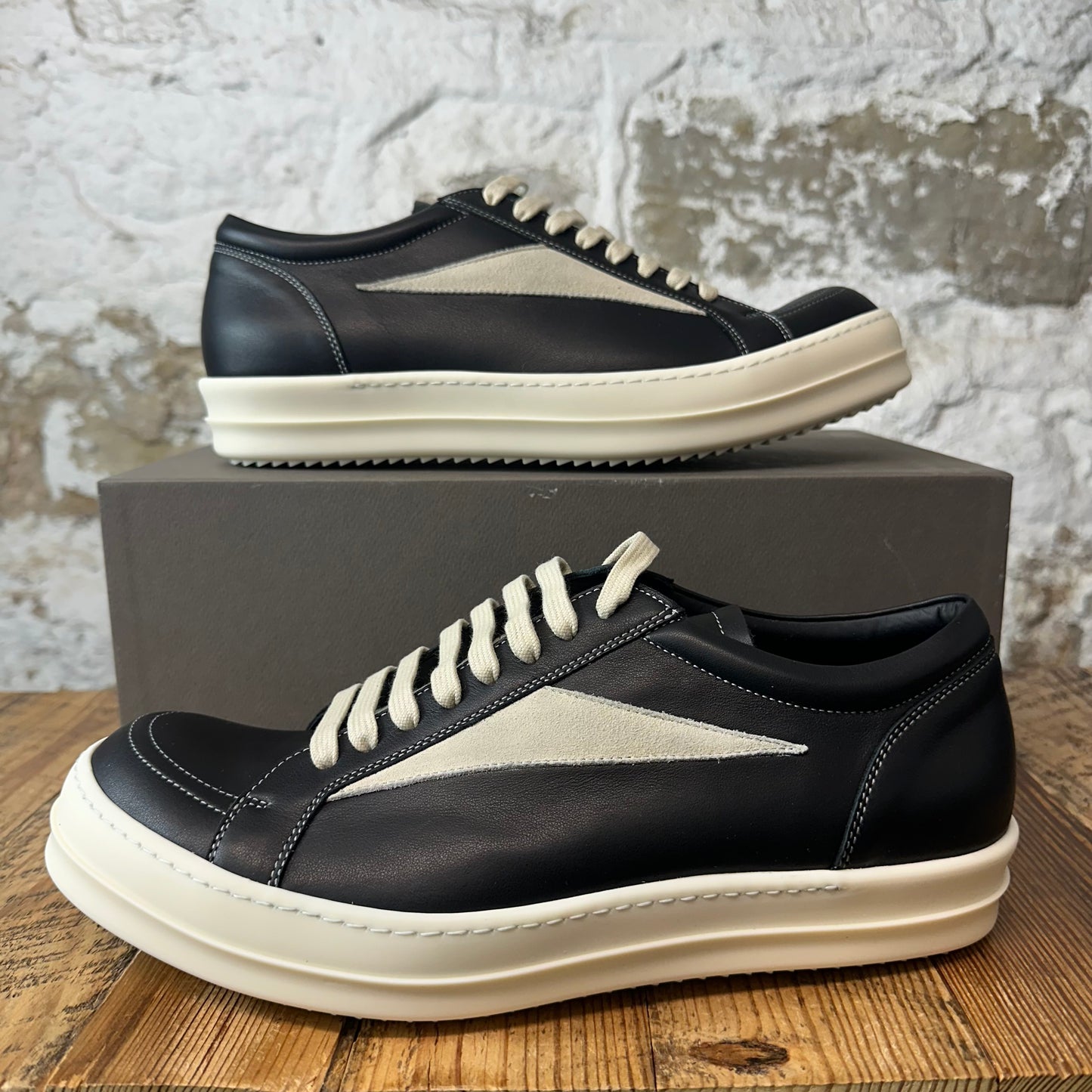 Rick Owens Vintage Black Leather Milk Sneaker Sz 11 (44) DS