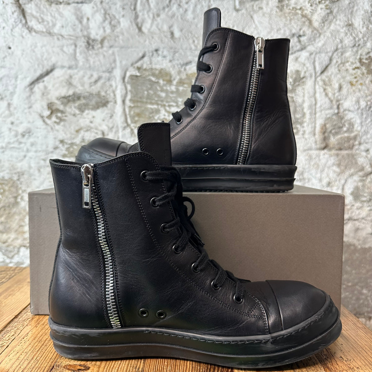 Rick Owens High Triple Black Sneaker Sz 10 (43)