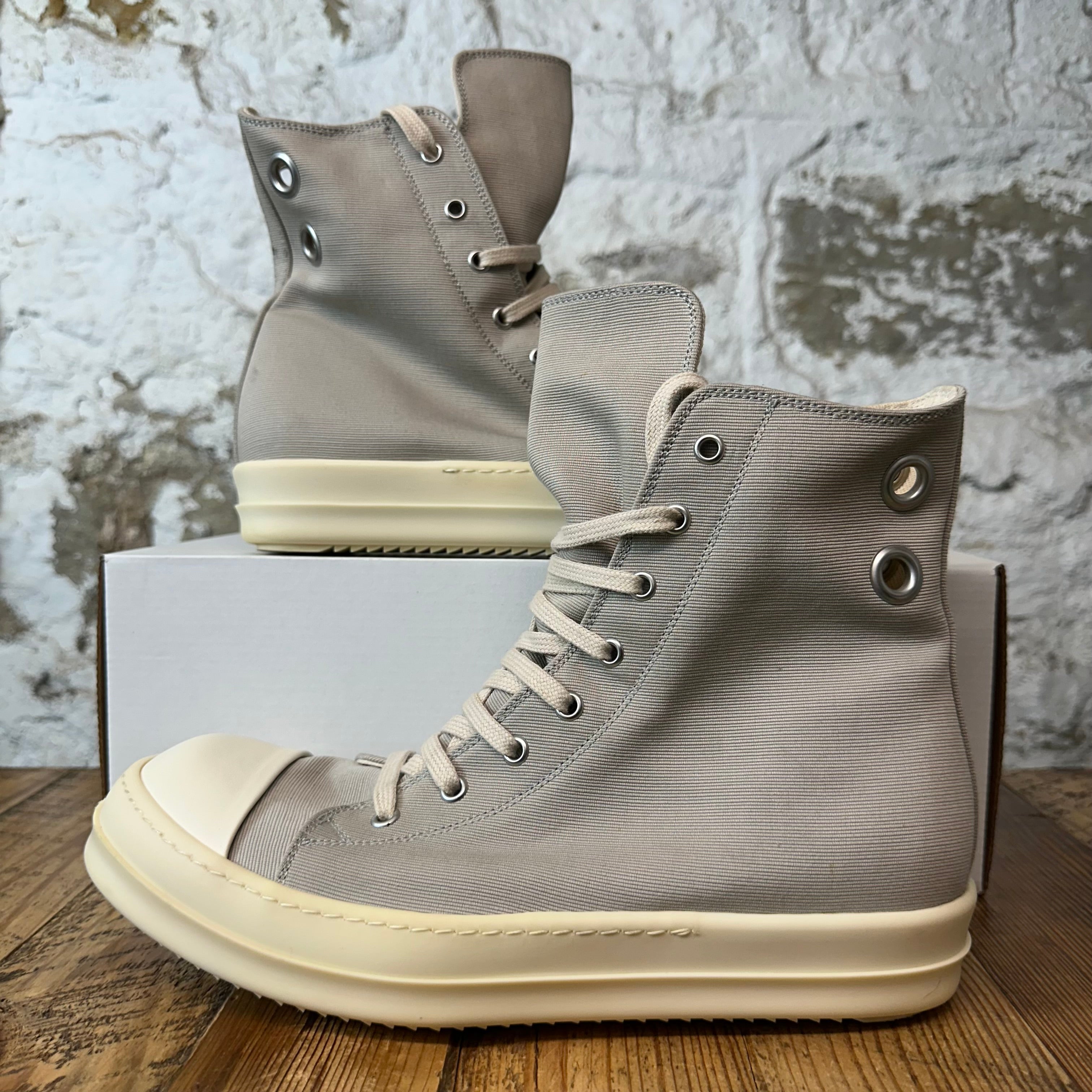 Rick Owens High Grey Canvas Milk Sneaker Sz 9 (42)