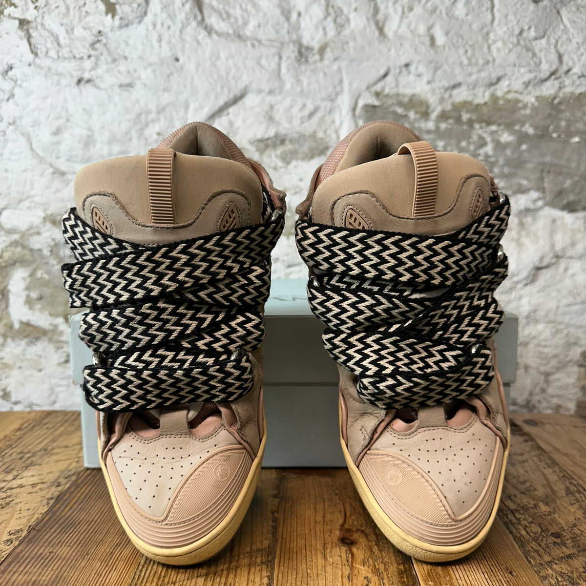 Lanvin Curb Black White Lace Pink Sneaker Sz 12 (45)