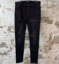 Amiri MX1 Camo Patch Black Denim Jeans Sz 40