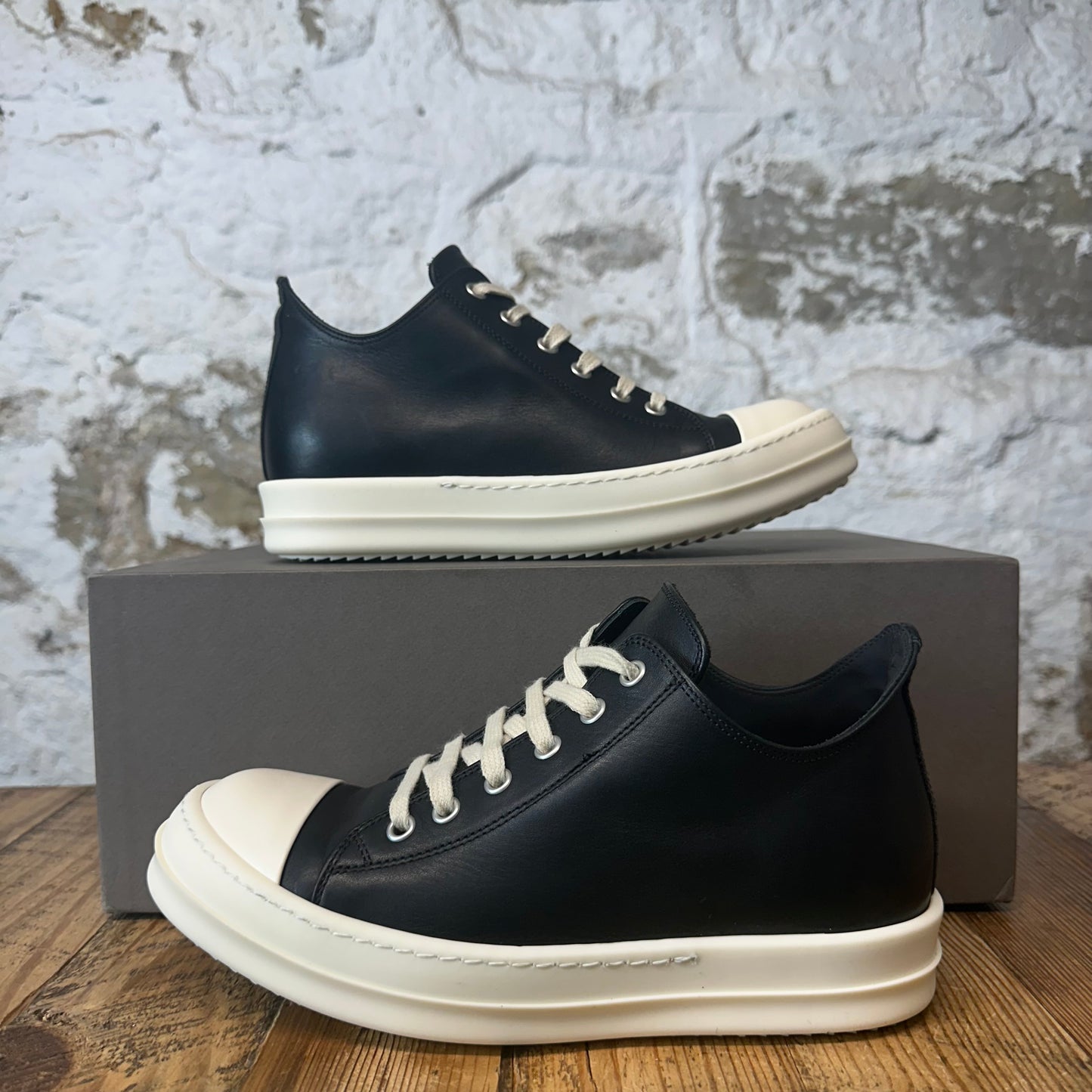 Rick Owens Black Leather Milk Sneaker Sz 5.5 (37.5)