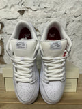 Nike SB Dunk Low Supreme White Metallic Silver Sz 12 DS