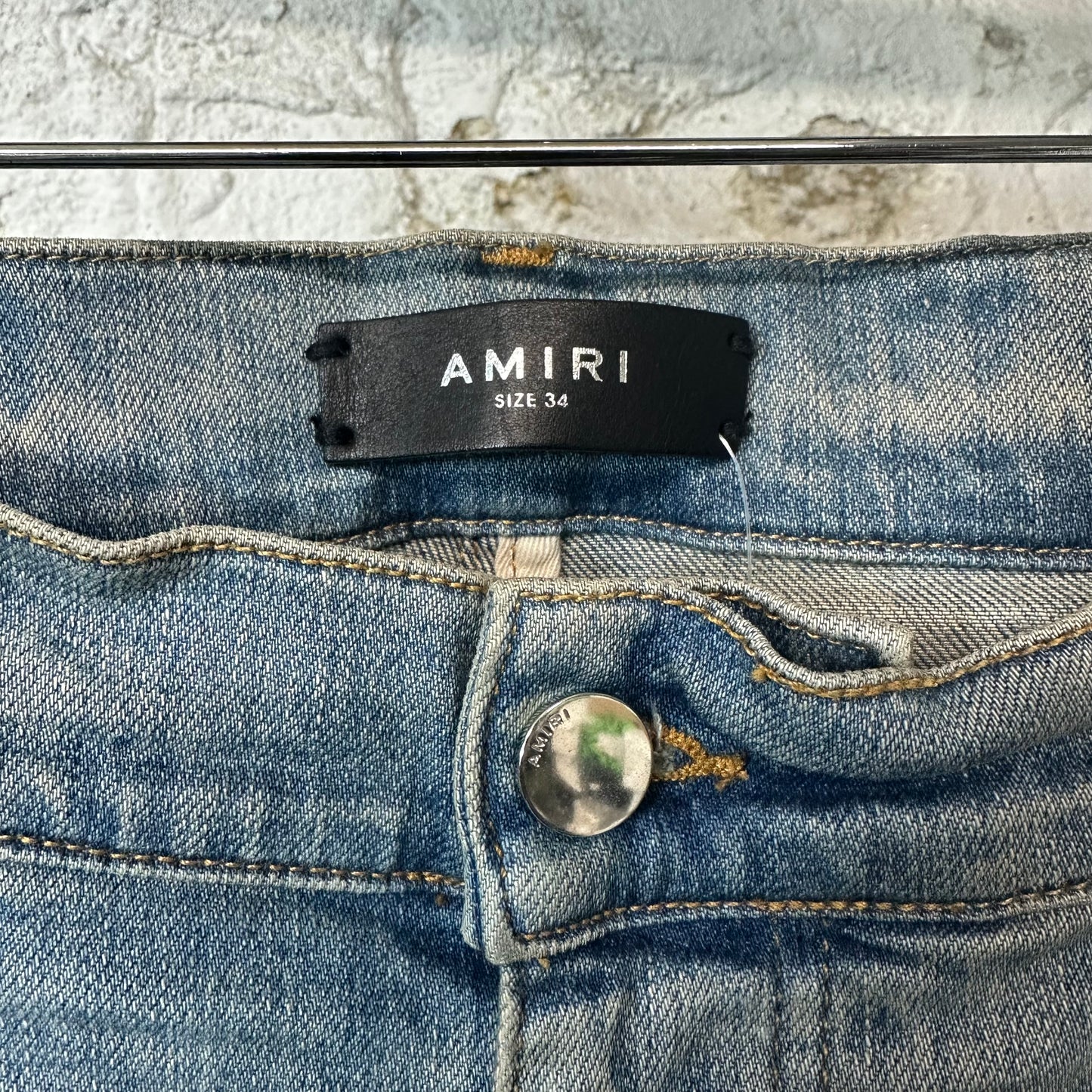Amiri MX1 Black Paisley Blue Denim Jeans Sz 34