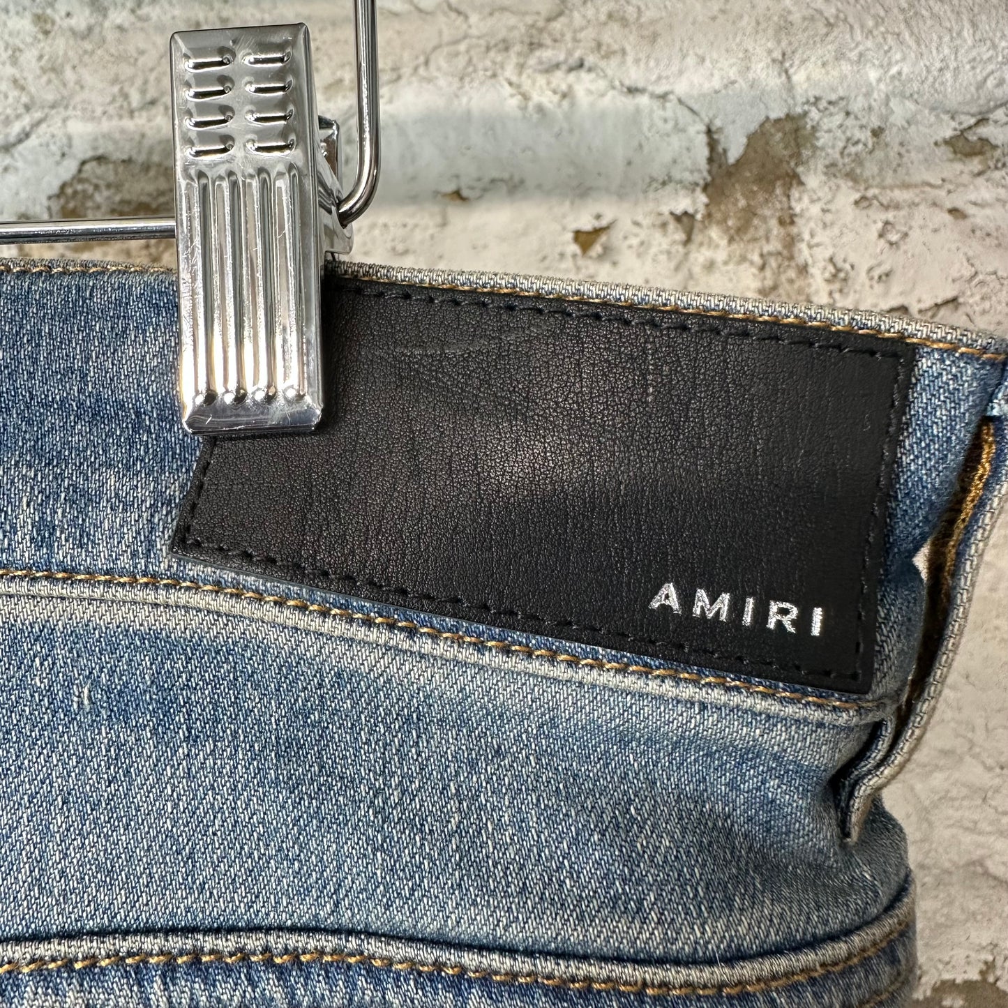 Amiri Green Camo Bones Blue Denim Jeans Sz 34