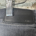 Amiri MX1 Black Leather Grey Denim Jeans Sz 36