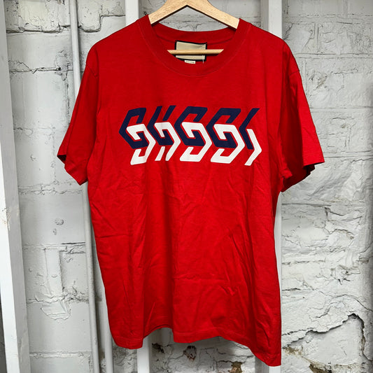 Gucci Red Jumble Logo T-Shirt Sz XS
