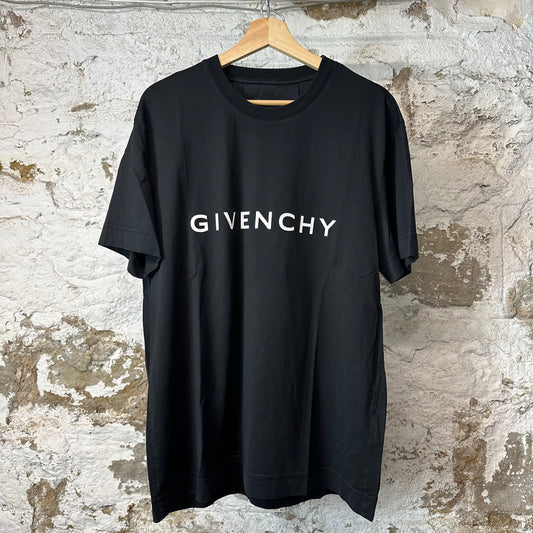 Givenchy White Spellout Black T-Shirt Sz XL