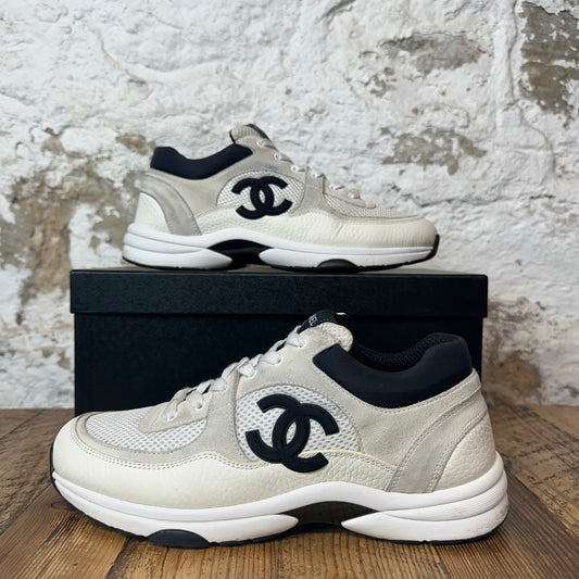 Chanel Black CC White Cream Sneaker Sz 8 (41)