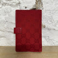 Gucci Red Monogram Button Wallet