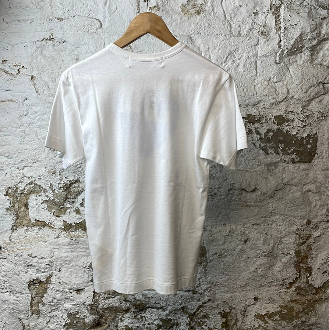 CDG Blue Red Heart T-shirt White Sz S