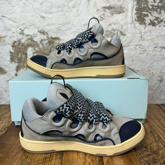 Lanvin Curb Blue Black Lace Gray Sneaker Sz 8 (41)