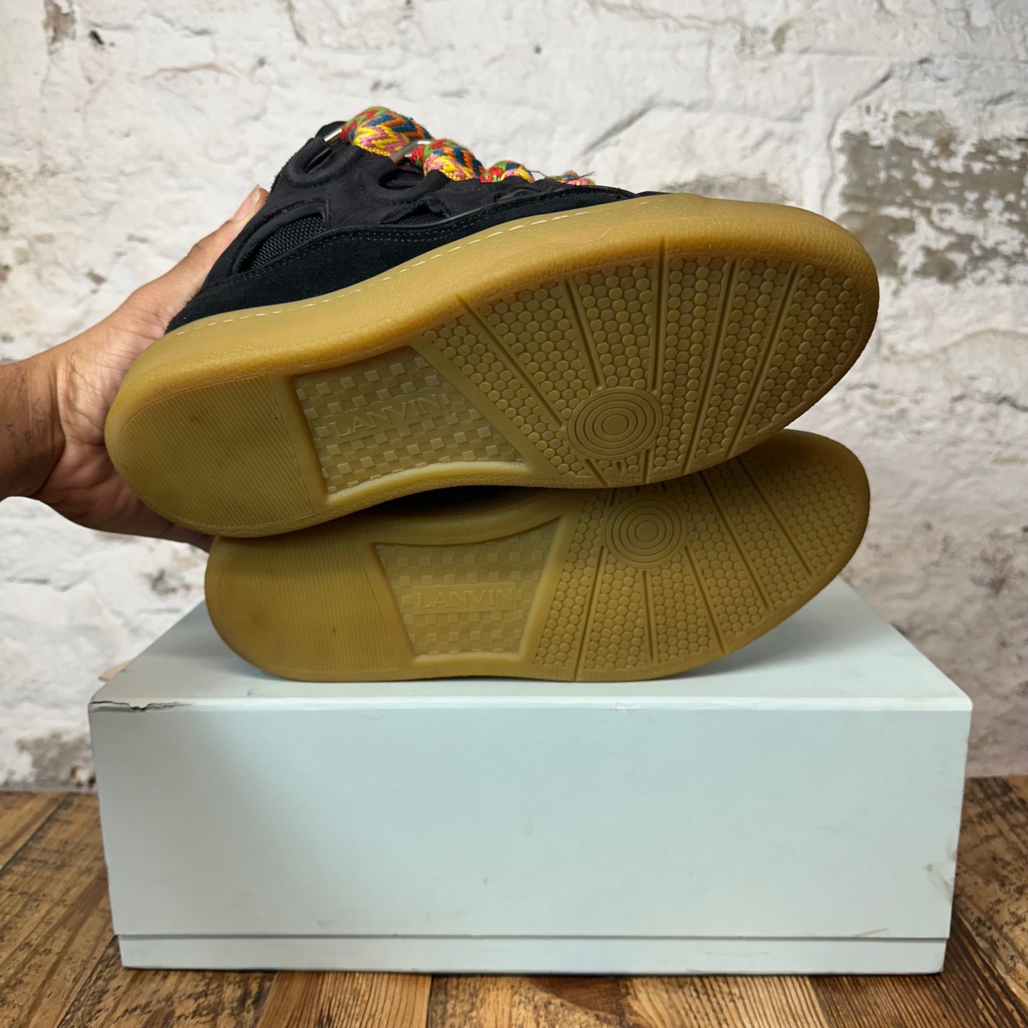 Lanvin Curb Multicolor Lace Black Gum Sneaker Sz 9 (42)