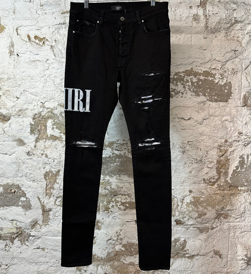 Amiri Blue Tie Dye Spell Black Denim Jeans Sz 32