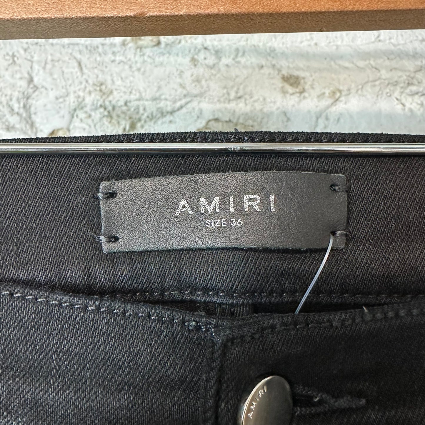 Amiri Black Core Logo Waxed Black Denim Jeans Sz 36