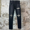 Amiri MX1 Cream Suede Black Denim Jeans Sz 31