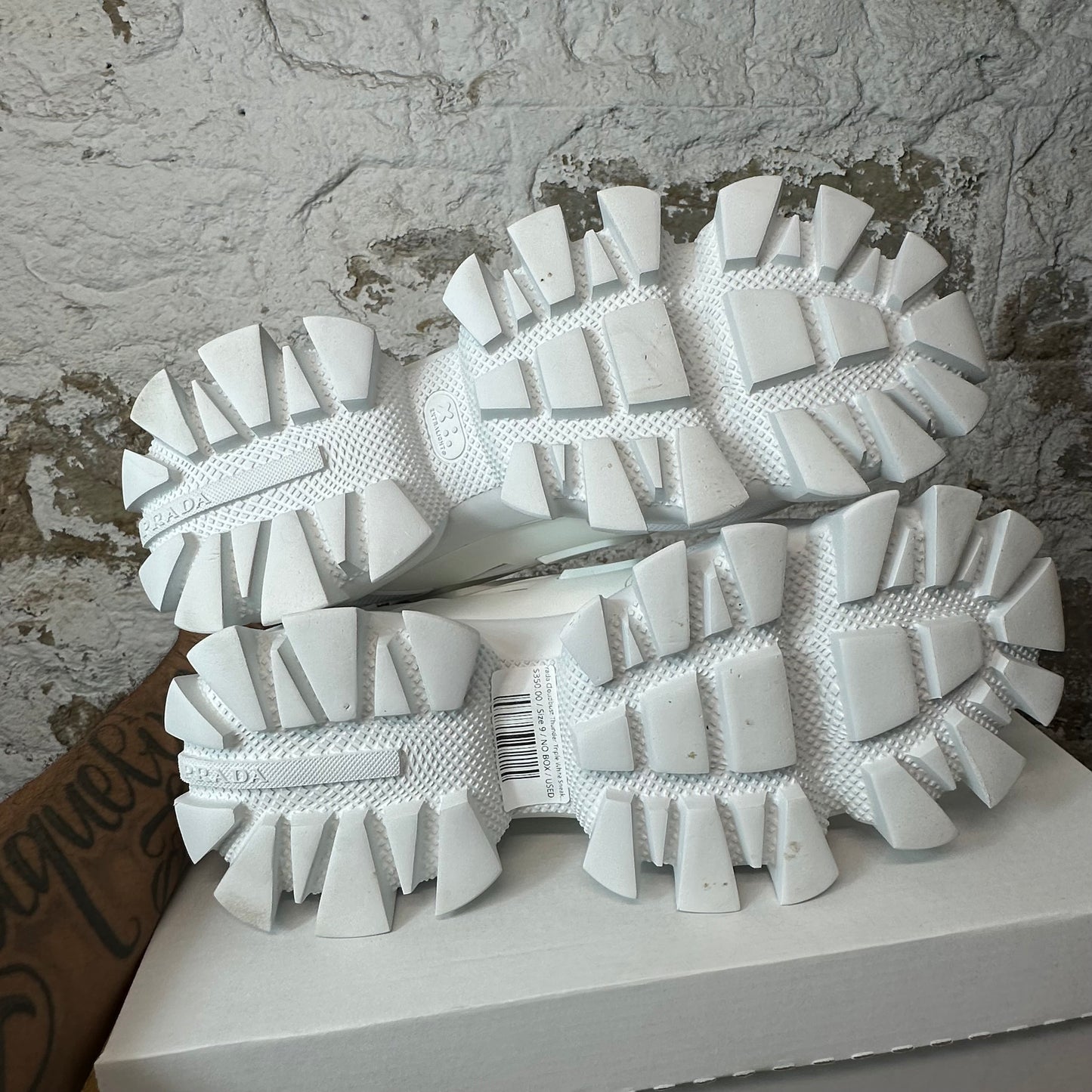 Prada Cloudbust Thunder Triple White Sneaker Sz 9