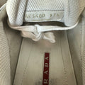 Prada Americas Cup Teal Blue Patent White Sneaker Sz 11.5