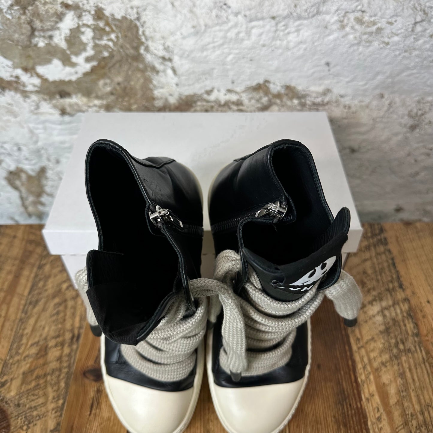 Rick Owens High TVHKB Jumbo Lace Black Milk Sneaker Sz 8.5 (41.5)