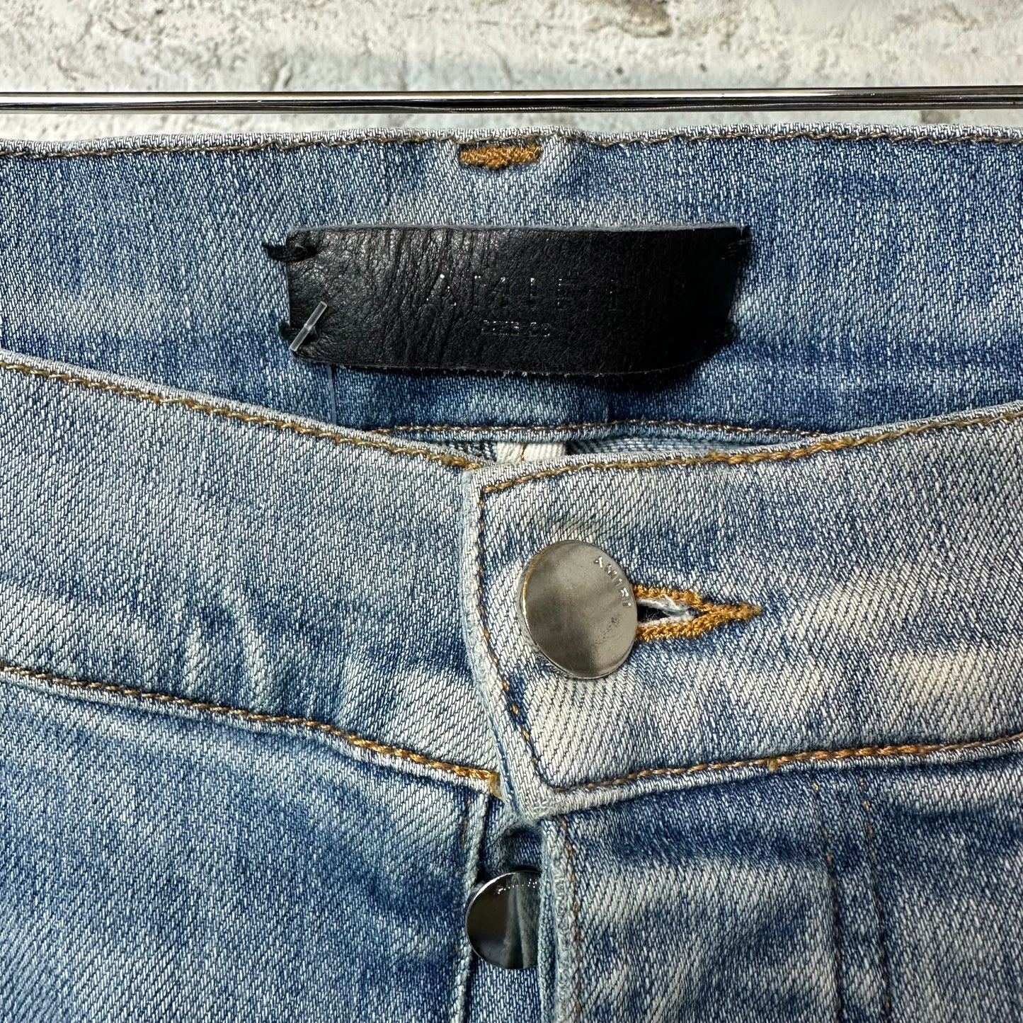 Amiri MX1 Black Paisley Blue Denim Jeans Sz 33