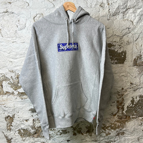 Supreme Bandana Box Logo Hoodie Gray Sz M DS