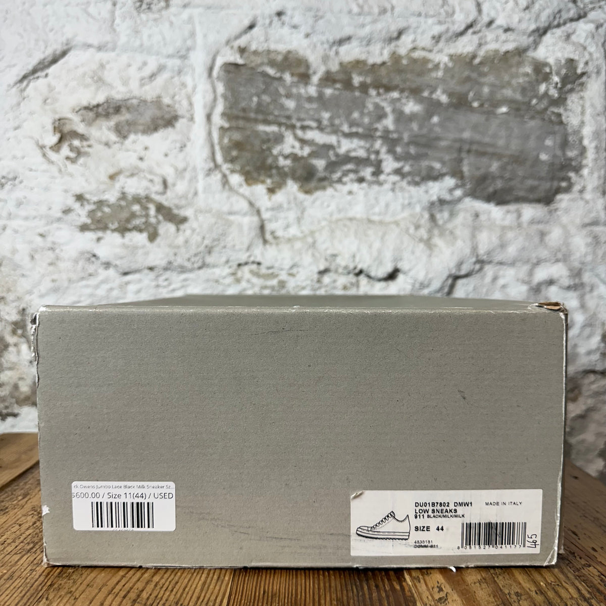 Rick Owens Jumbo Lace Black Milk Sneaker Sz 11 (44)