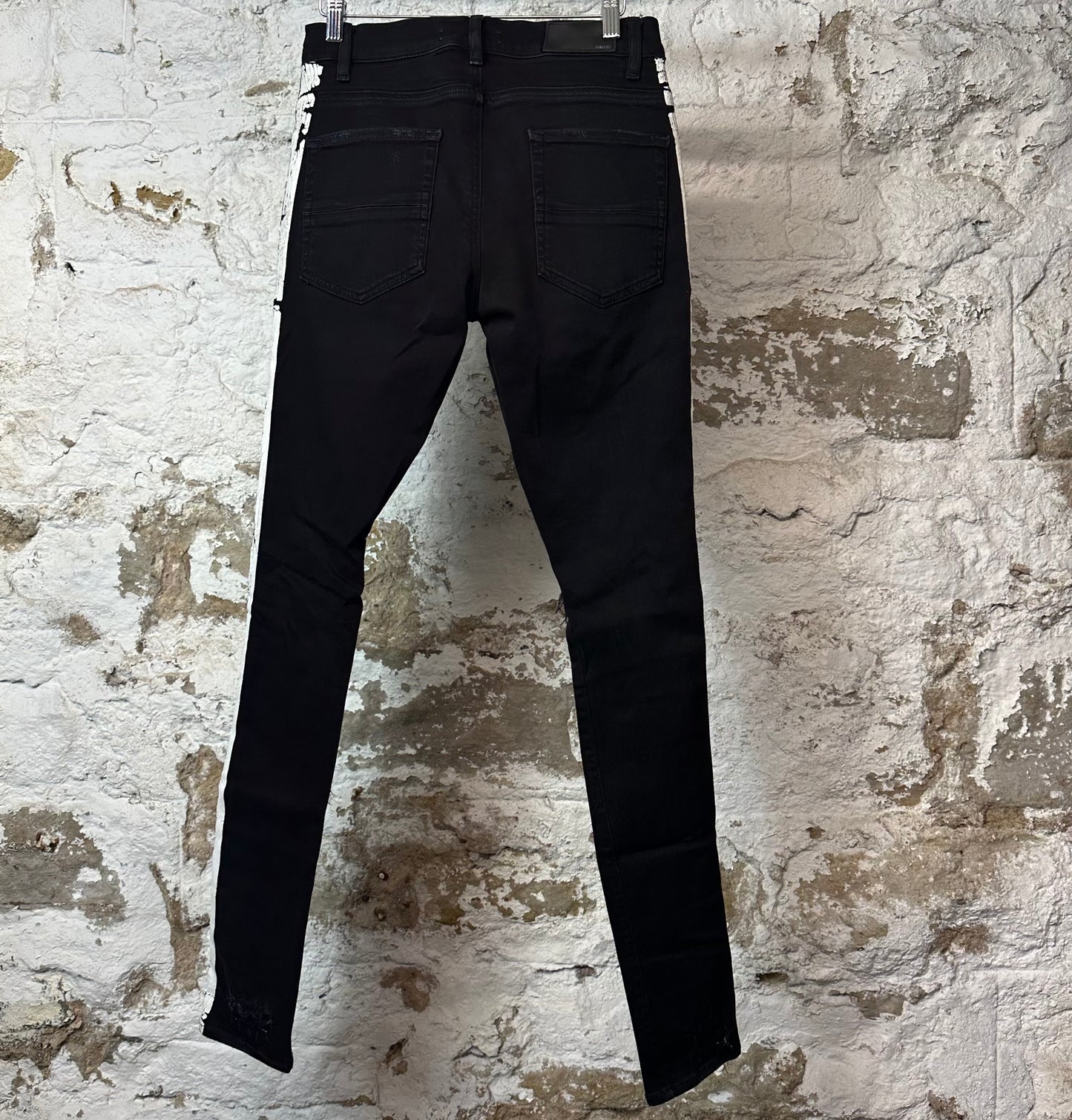 Amiri White Stripe Black Denim Jeans Sz 31