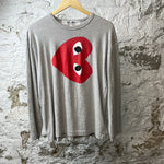 CDG Red Heart L/s Gray Sz XL