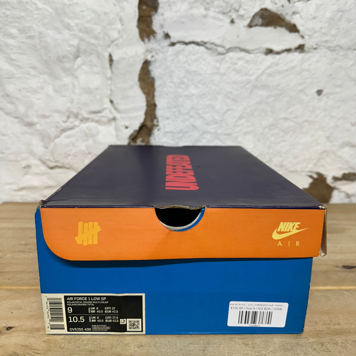 Nike Air Force 1 Low Undefeated Multi Patent Total Orange Sz 9