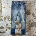 Amiri MX1 Blue Paisley Blue Denim Jeans Sz 34
