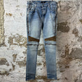 Amiri MX2 Yellow Brown Patch Blue Denim Jeans Sz 34