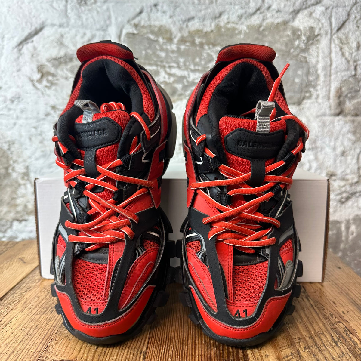 Balenciaga Track Runner Black Red Grey Sneaker Sz 8 (41)