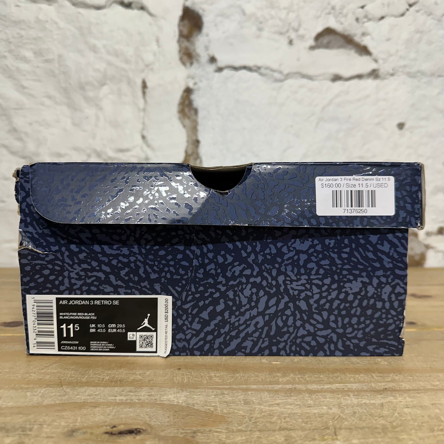 Air Jordan 3 Fire Red Denim Sz 11.5
