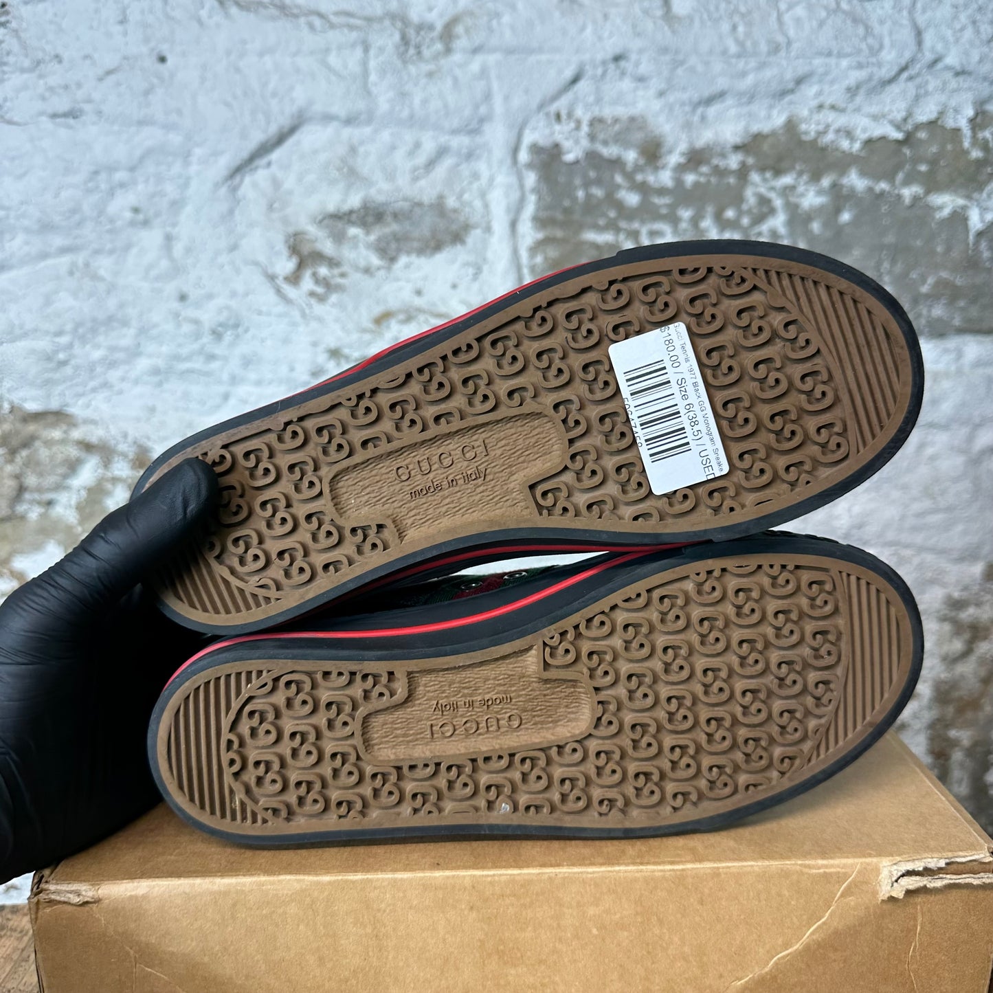 Gucci Tennis 1977 Black GG Monogram Sneaker Sz 6 (38.5)