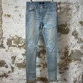 Amiri MX1 Light Blue Suede Blue Denim Jeans Sz 30