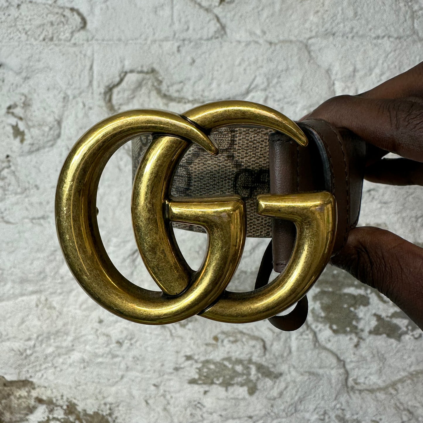 Gucci Tan Monogram Belt Sz (90/36)