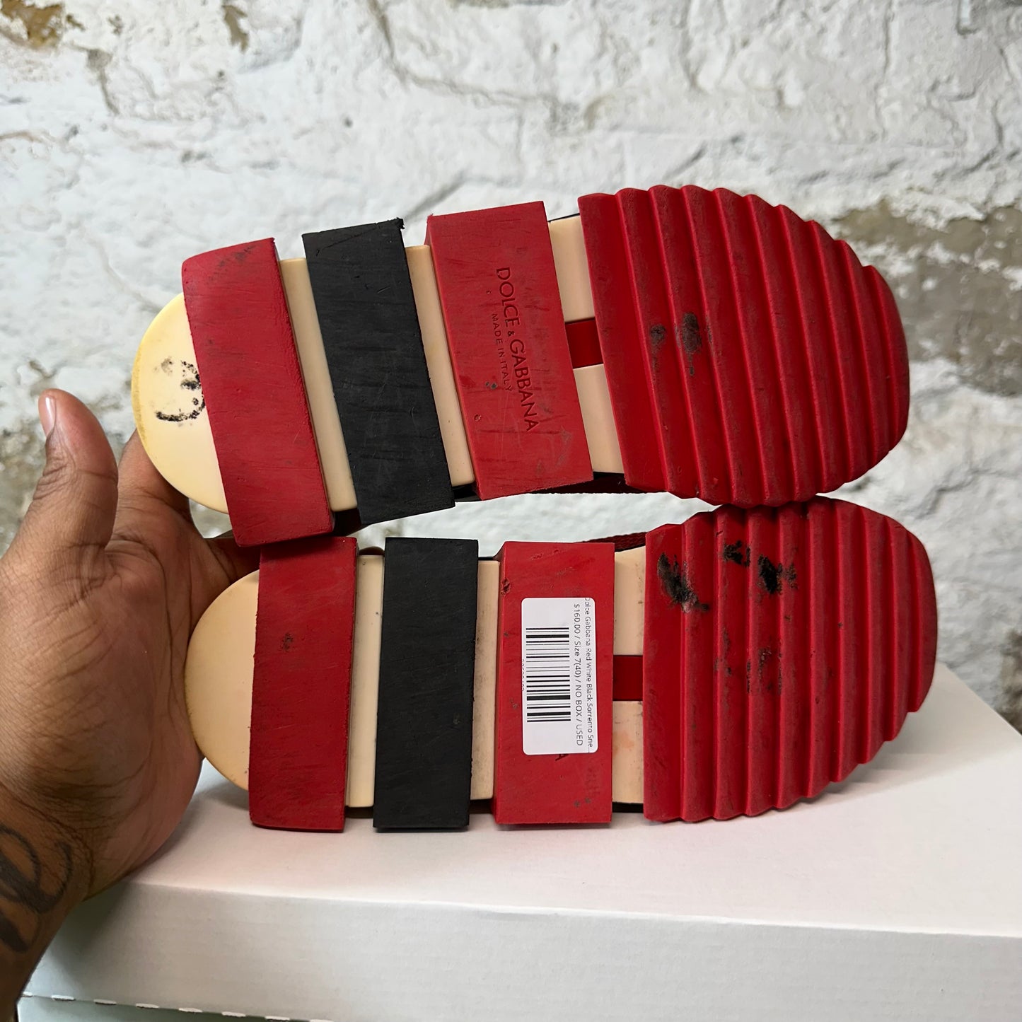 Dolce Gabbana Red White Black Sorrento Sneaker Sz 7 (40)