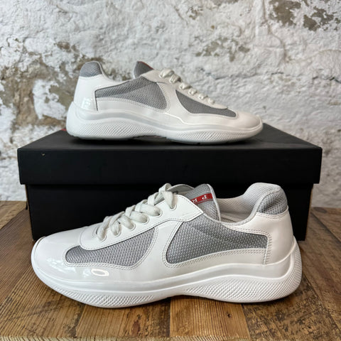 Prada Americas Cup White Patent Gray Sz 7.5