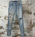 Amiri Knee Hole Cherub Logo Blue Denim Jeans Sz 29