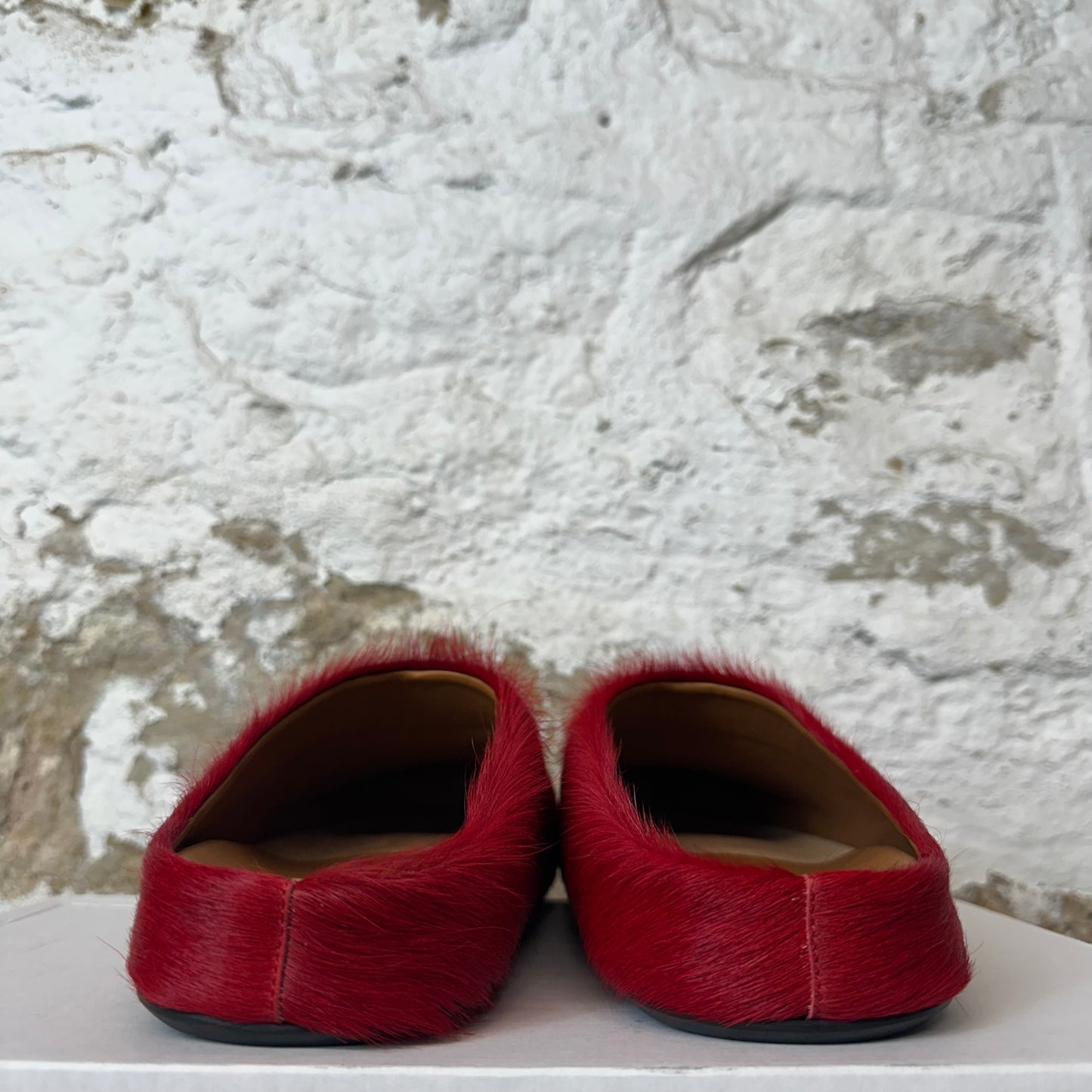 Marni Fussbett Sabot Red Fur Slipper Sz 9 (42)